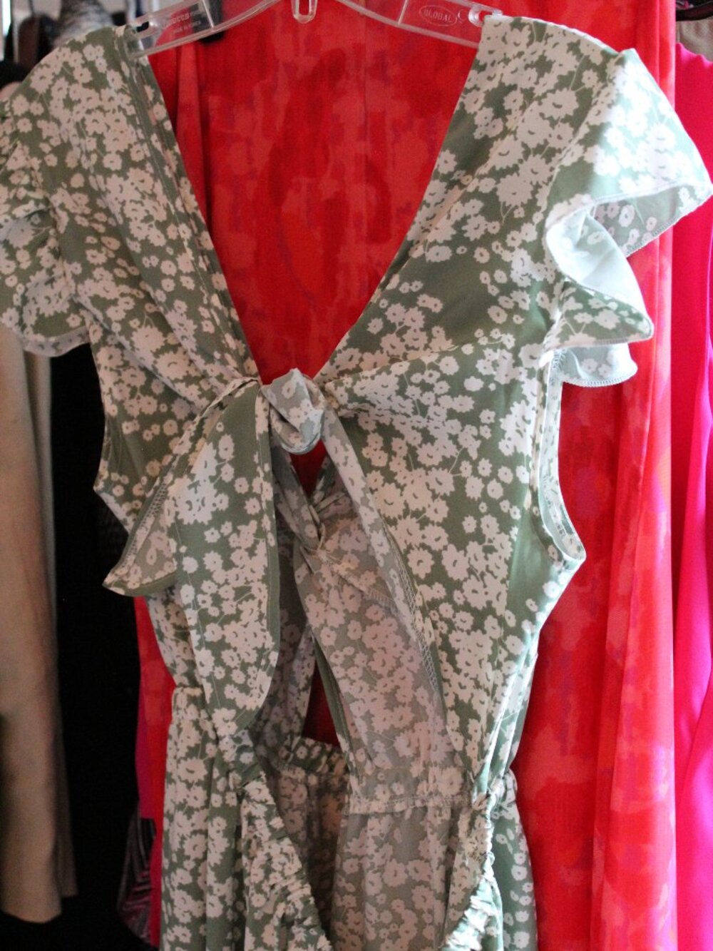 Adorable green print full length Sun dress